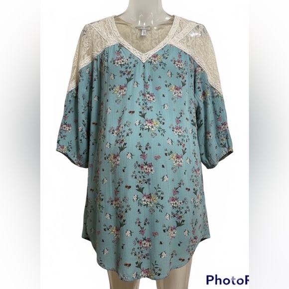 Liz Lange Maternity Teal and Floral and Ivory Floral Lace design Size Medium - Picture 12 of 12